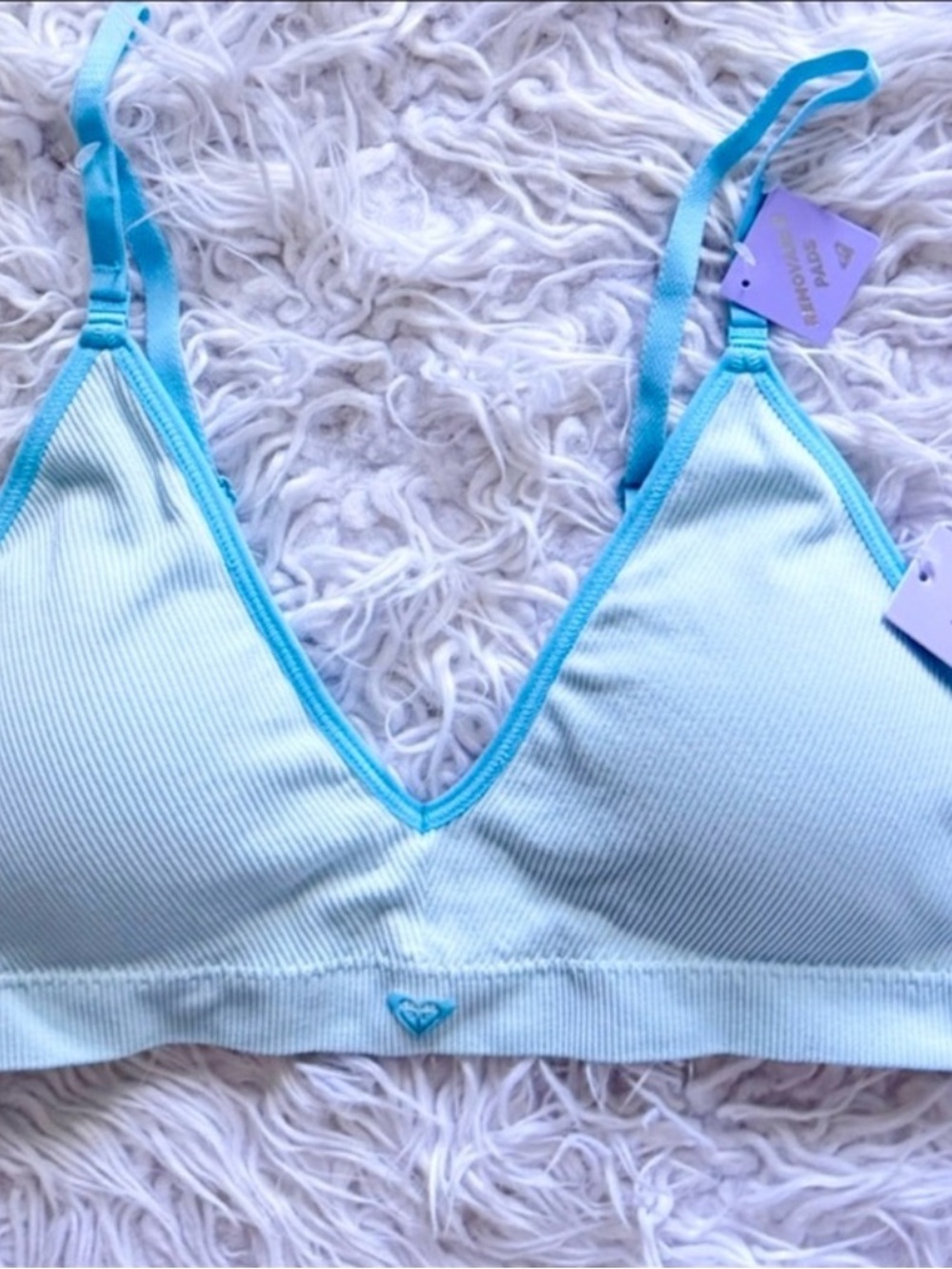 NWT Roxy Girl’s V-Neck Ribbed Blue Bralette
